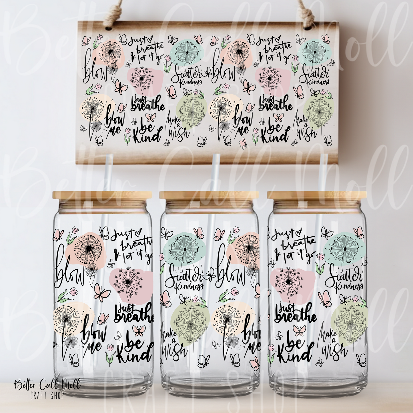 W166 - Inspirational Dandelions UV DTF 16oz Tumbler Wrap