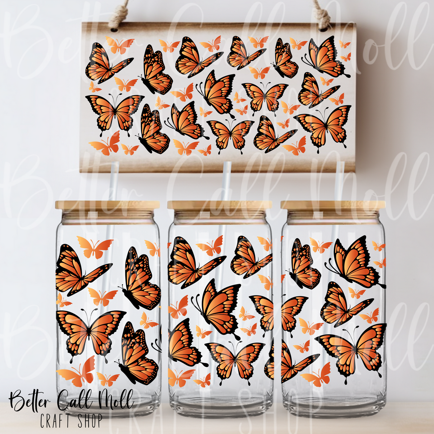 Fall Butterflies UV DTF 16oz Tumbler Wrap