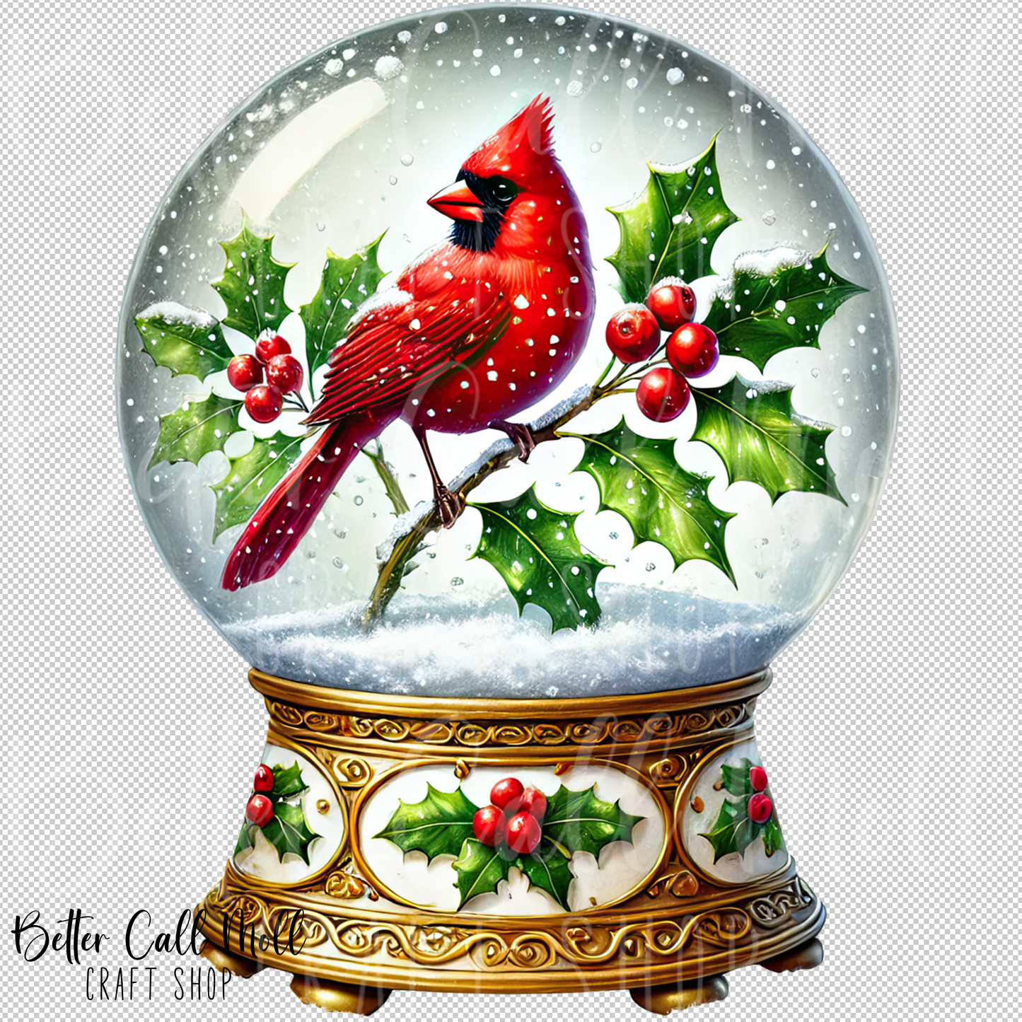 Cardinal Snow Globe UV DTF Decal