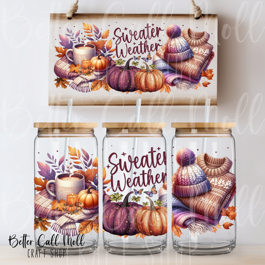 Sweater Weather UV DTF 16oz Tumbler Wrap