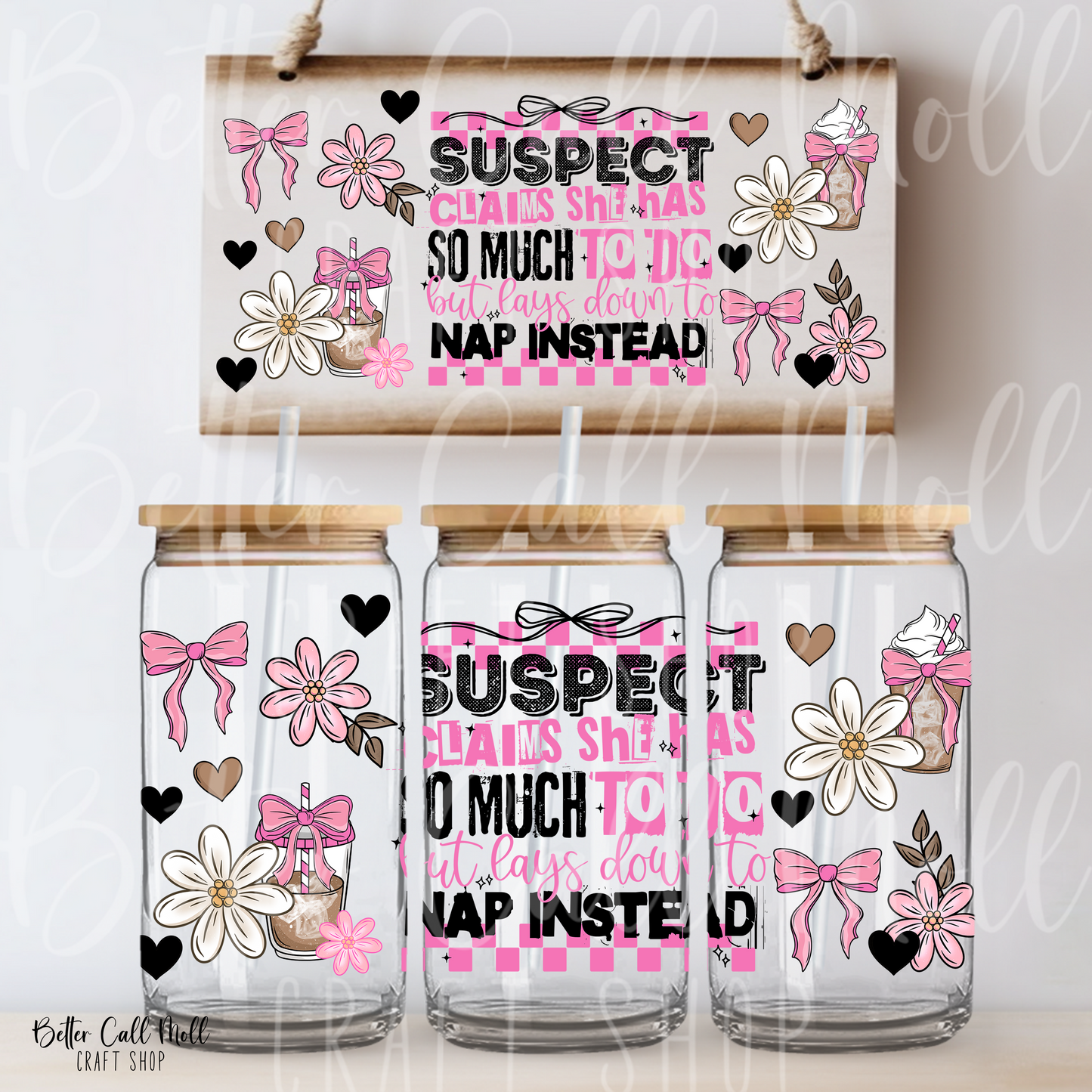 W075 - Suspect Takes a Nap Instead UV DTF 16oz Tumbler Wrap