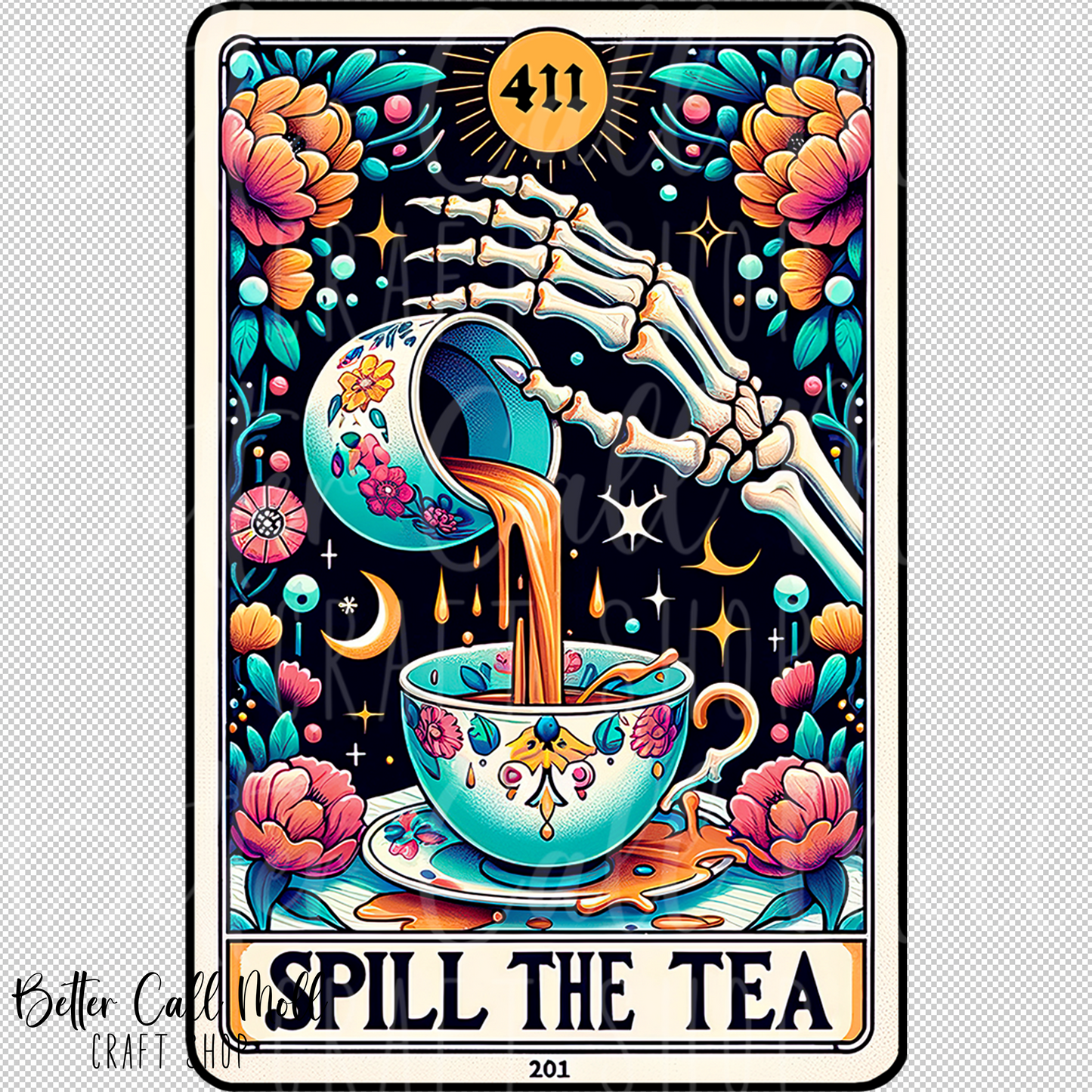 Spill the Tea Tarot UV DTF Decal