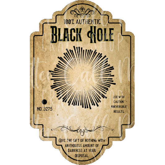 D111 - *CLEARANCE* Black Hole Label UV DTF Decal