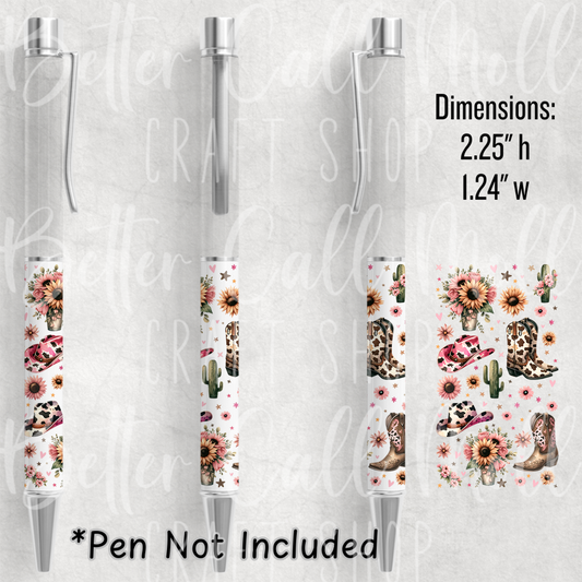 P02 - Western Cowgirl UV DTF Pen Wrap
