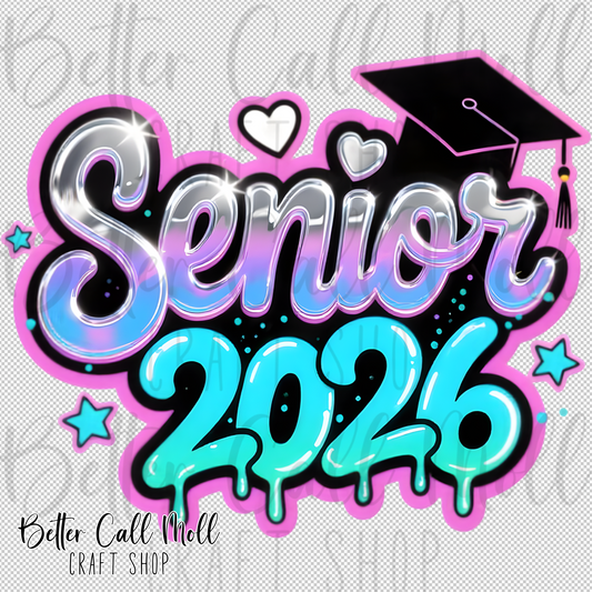 Senior 2026 Graffiti UV DTF Decal