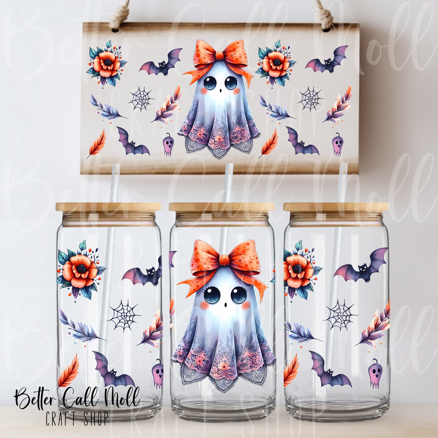 Lace Ghost UV DTF 16oz Tumbler Wrap