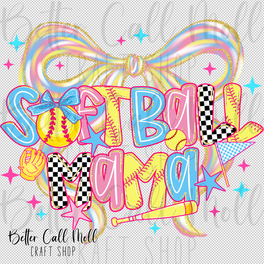 Softball Mama UV DTF Decal