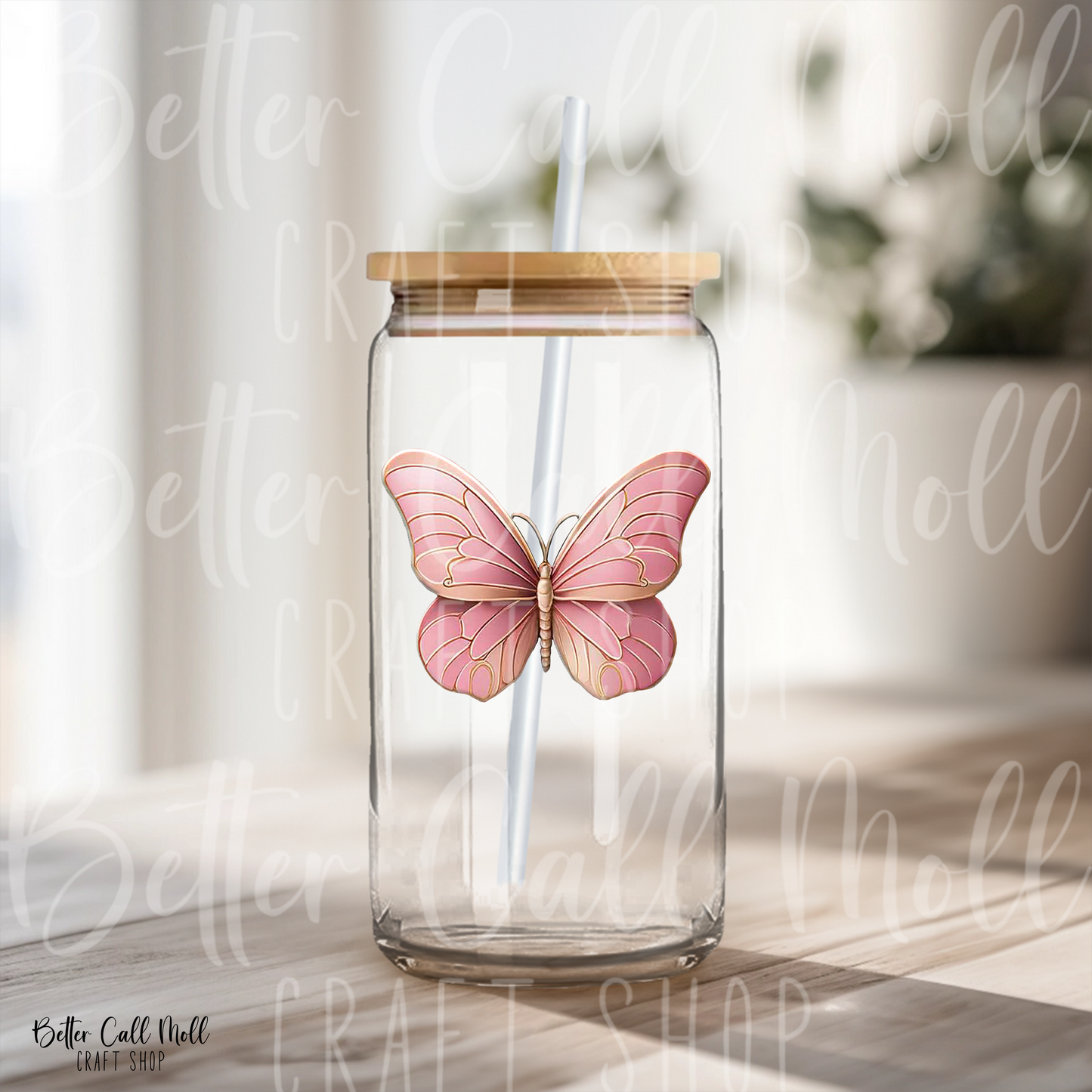 D031 - Pink Butterfly UV DTF Decal