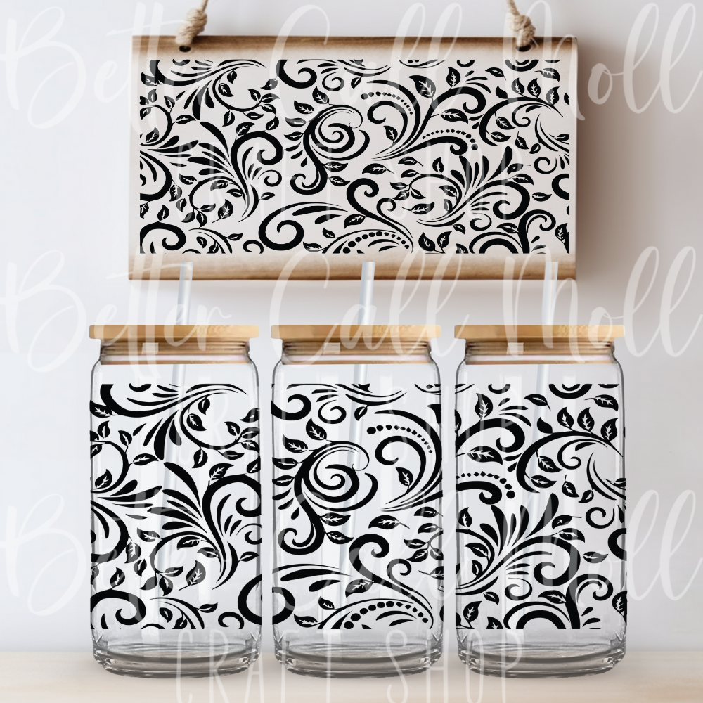 W093 - Tooled Leather UV DTF 16oz Tumbler Wrap