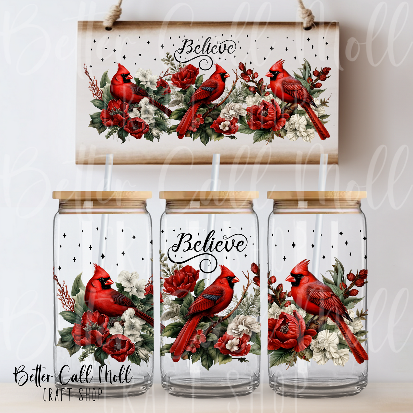 Believe Cardinals UV DTF 16oz Tumbler Wrap