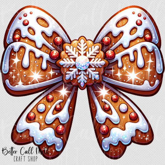 Gingerbread Bow UV DTF Decal