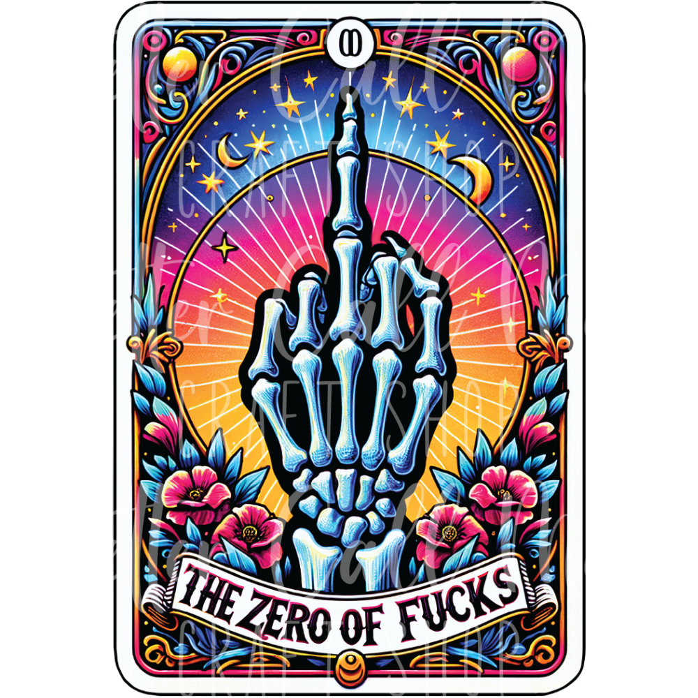 D028 - The Zero of F*cks Tarot Card UV DTF Decal