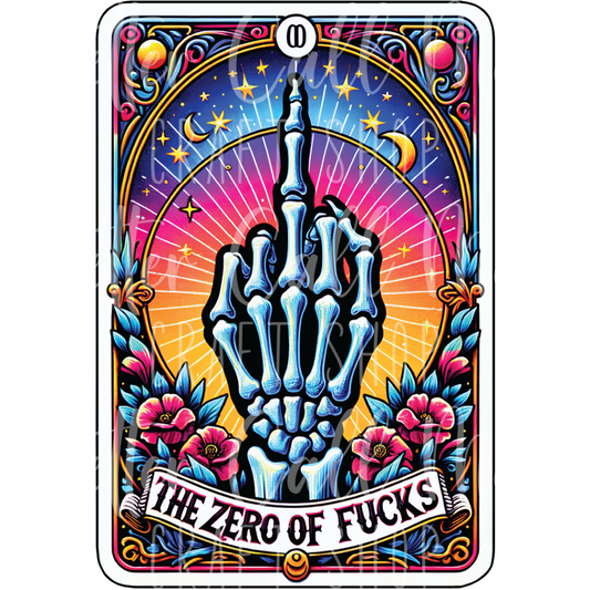 D028 - The Zero of F*cks Tarot Card UV DTF Decal