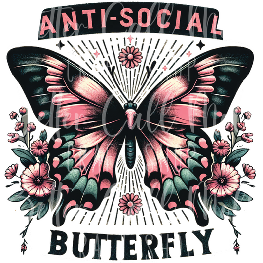 D065 - Anti-Social Butterfly UV DTF Decal