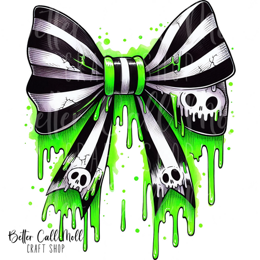 Slime Skull Bow UV DTF Decal