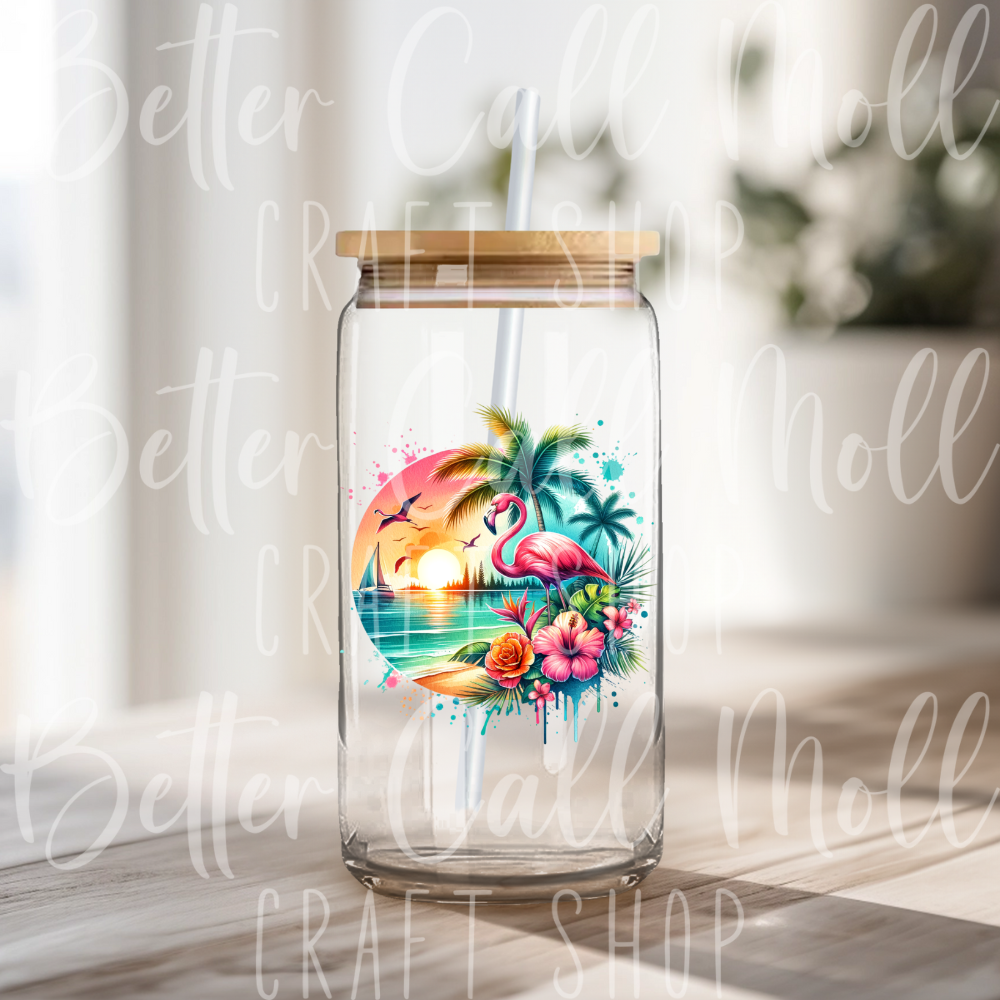 D180 - Flamingo Beach UV DTF Decal