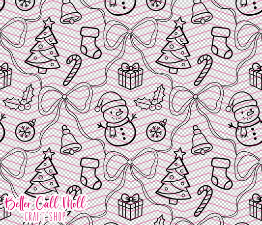 Snowman and Christmas Trees Digital Tumbler Template