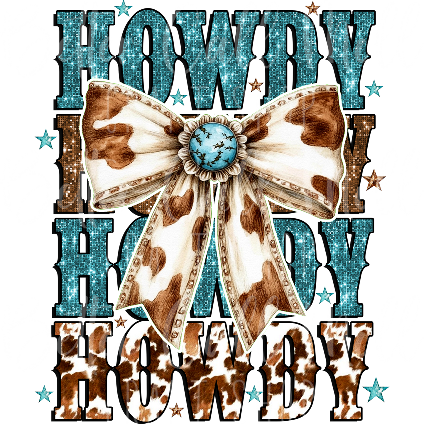 D154 - Howdy Stacked with Bow UV DTF Decal