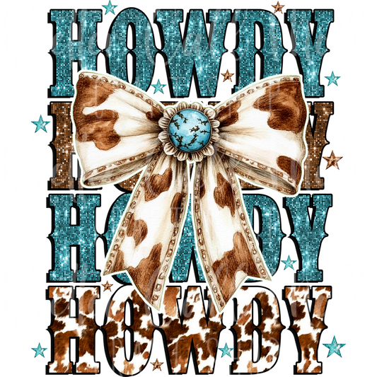D154 - Howdy Stacked with Bow UV DTF Decal