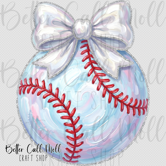 Iridescent Baseball Bow UV DTF Decal