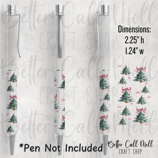 Coquette Christmas Trees UV DTF Pen Wrap