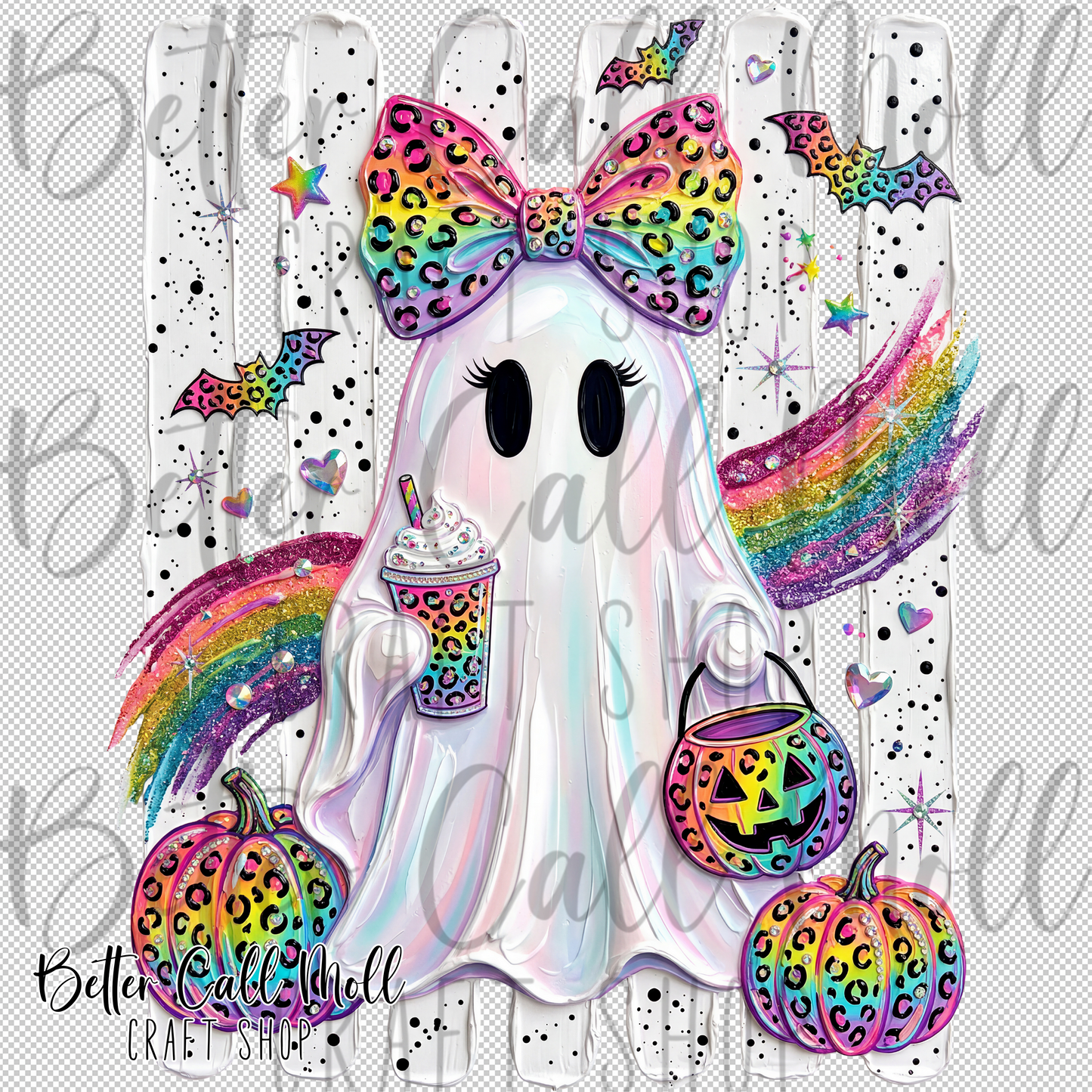 Rainbow Paint Ghost UV DTF Decal