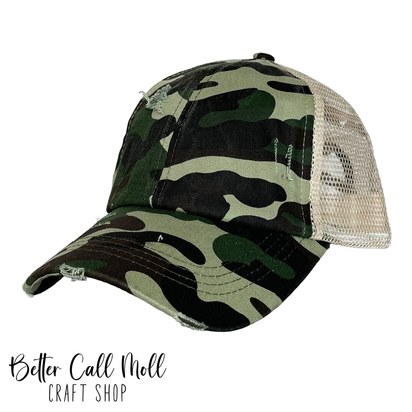 Ponytail Hat – Blank Mesh Back Cap for Hat Patches | Multiple Styles Available
