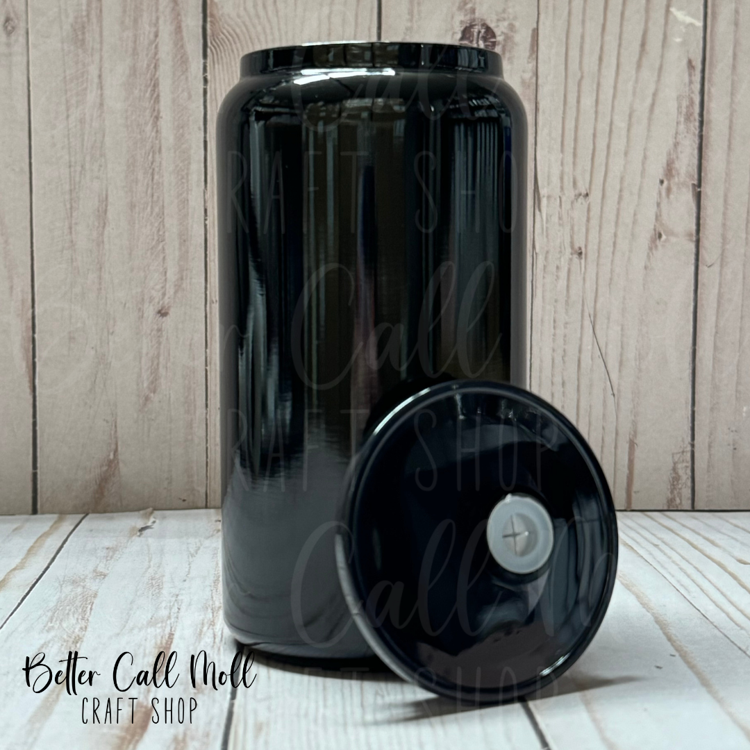 16oz Black Glossy Stainless Steel Tumbler