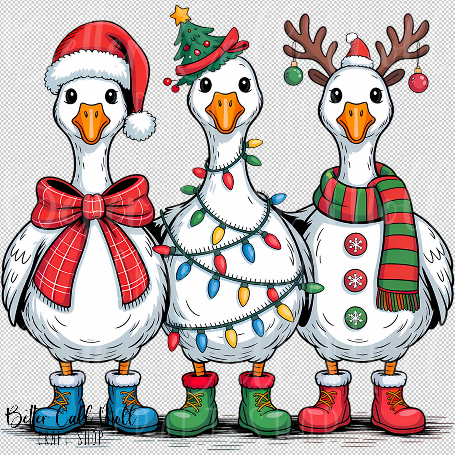 Christmas Geese UV DTF Decal
