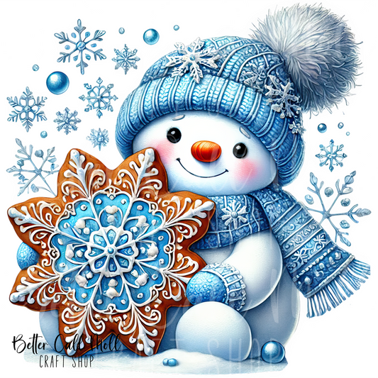 Cute Snowman with Star UV DTF Decal