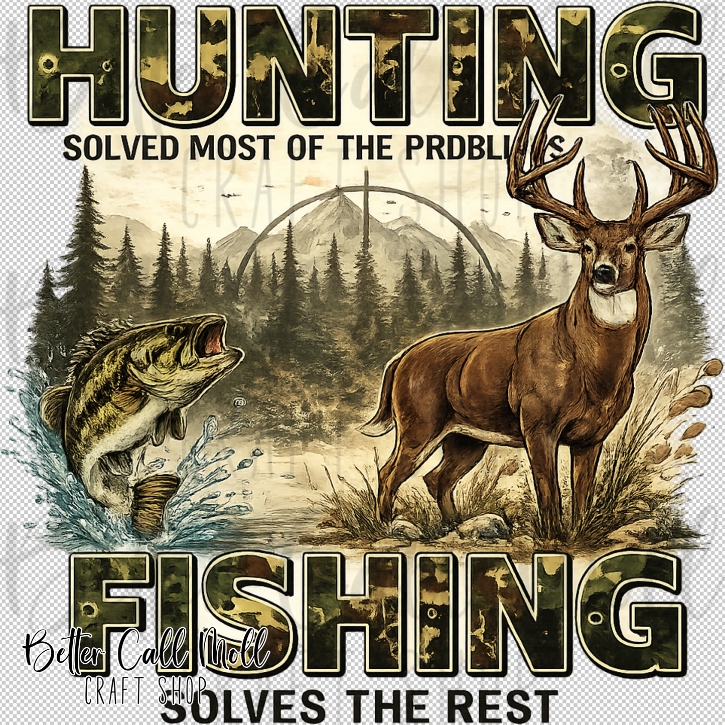 Hunting Fishing UV DTF Decal