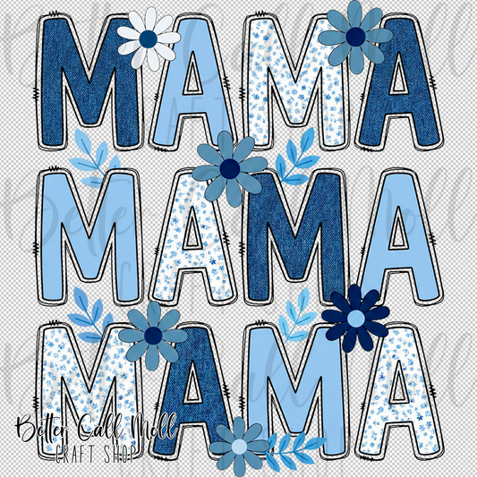 Mama Stacked Blue UV DTF Decal