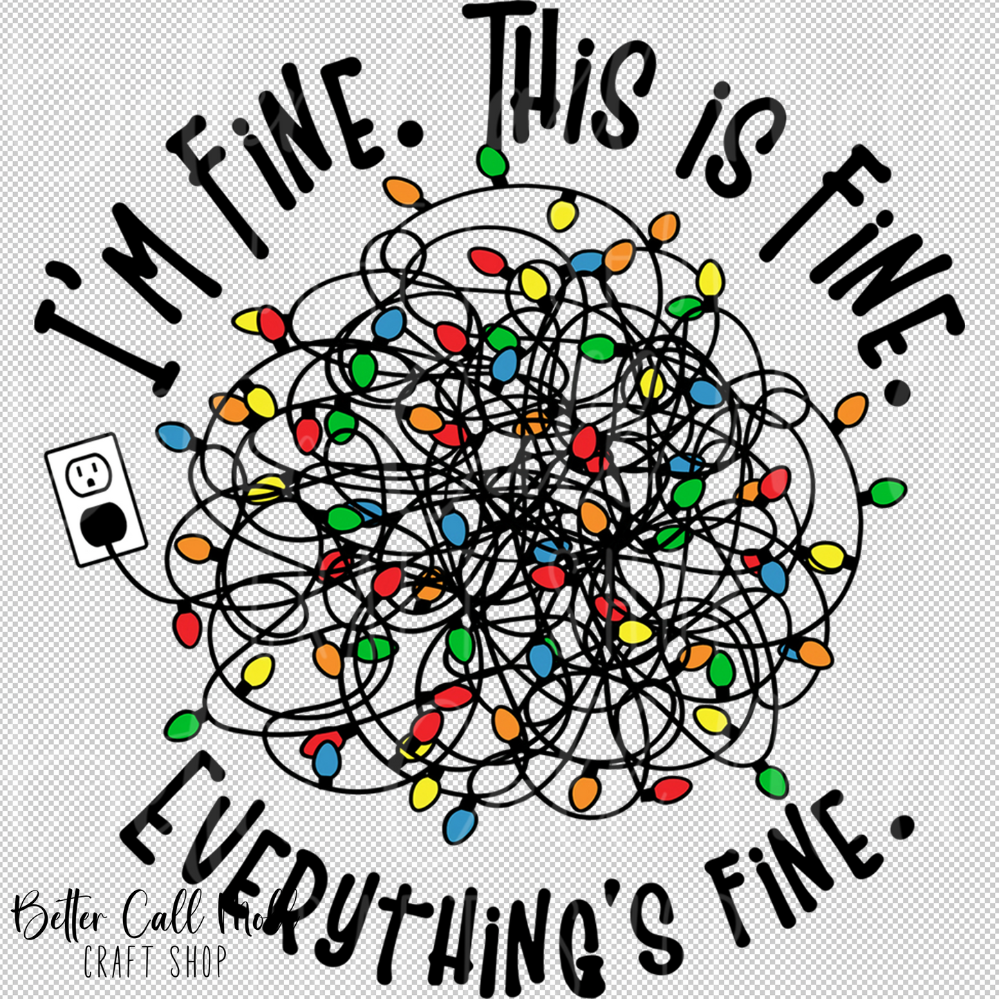 I'm Fine, This is Fine Christmas Lights UV DTF Decal