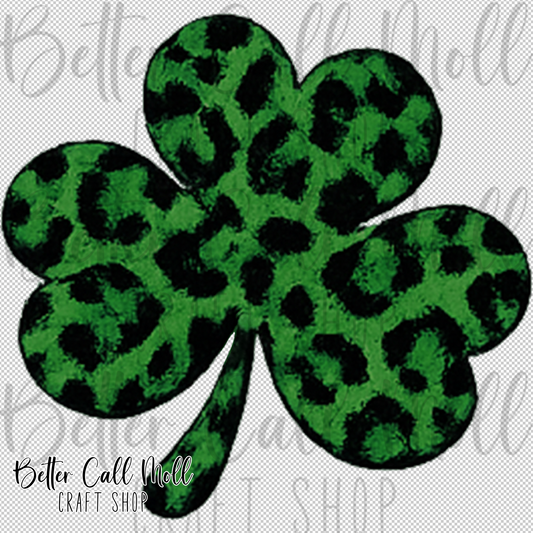Green Leopard Print Shamrock UV DTF Decal