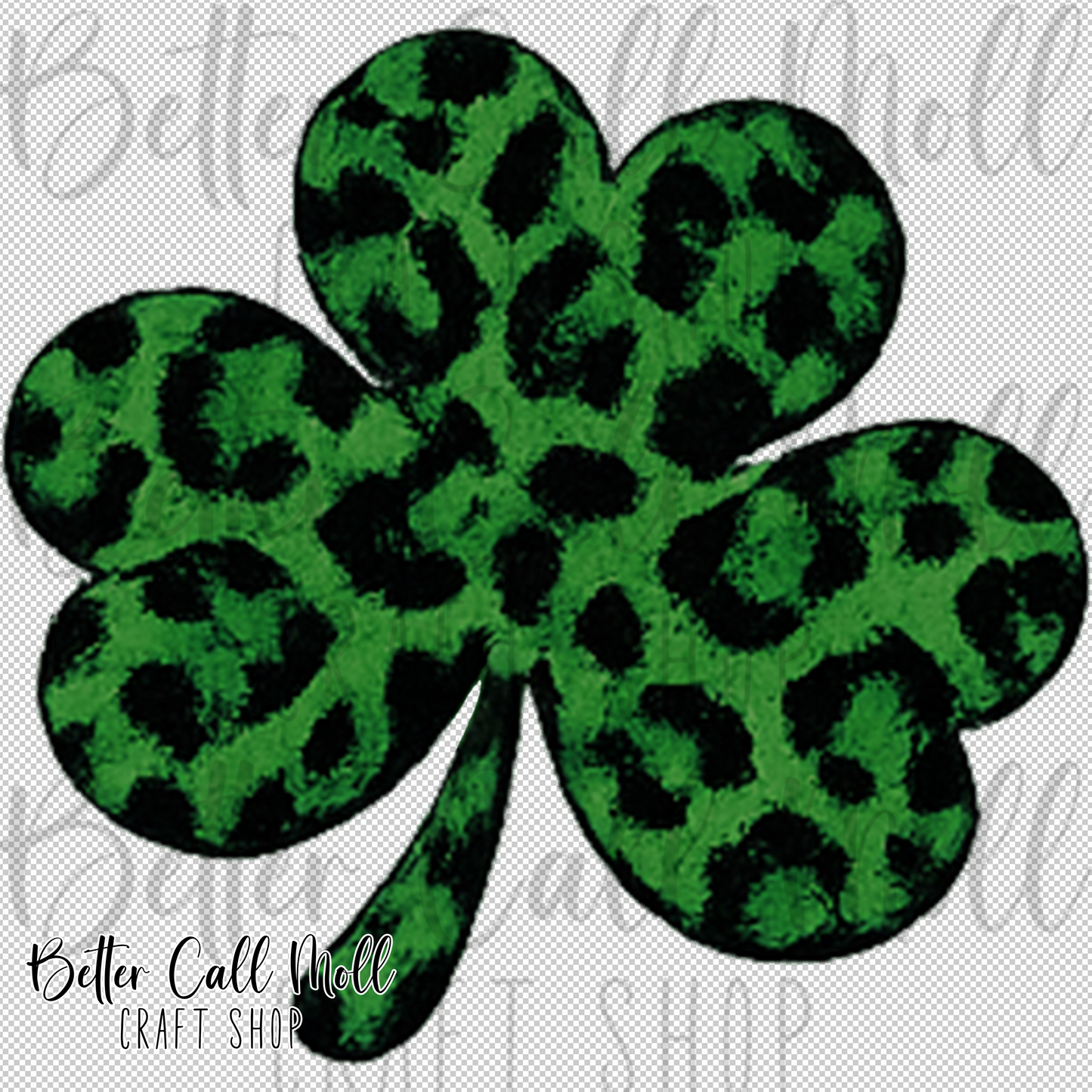 Green Leopard Print Shamrock UV DTF Decal