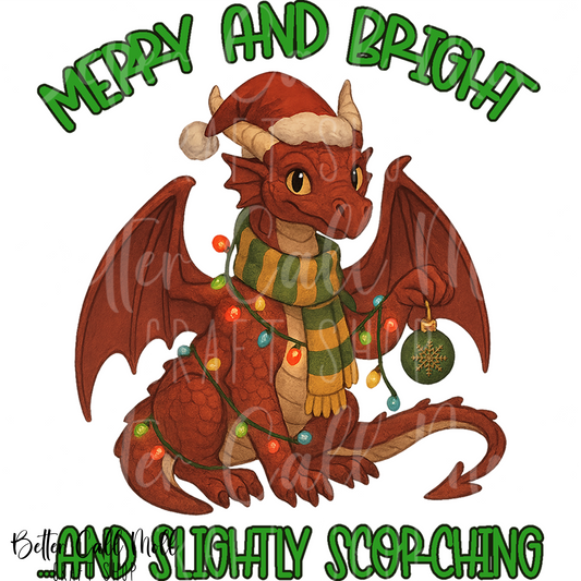 Merry and Bright and Slightly Scorching Dragon UV DTF Decal