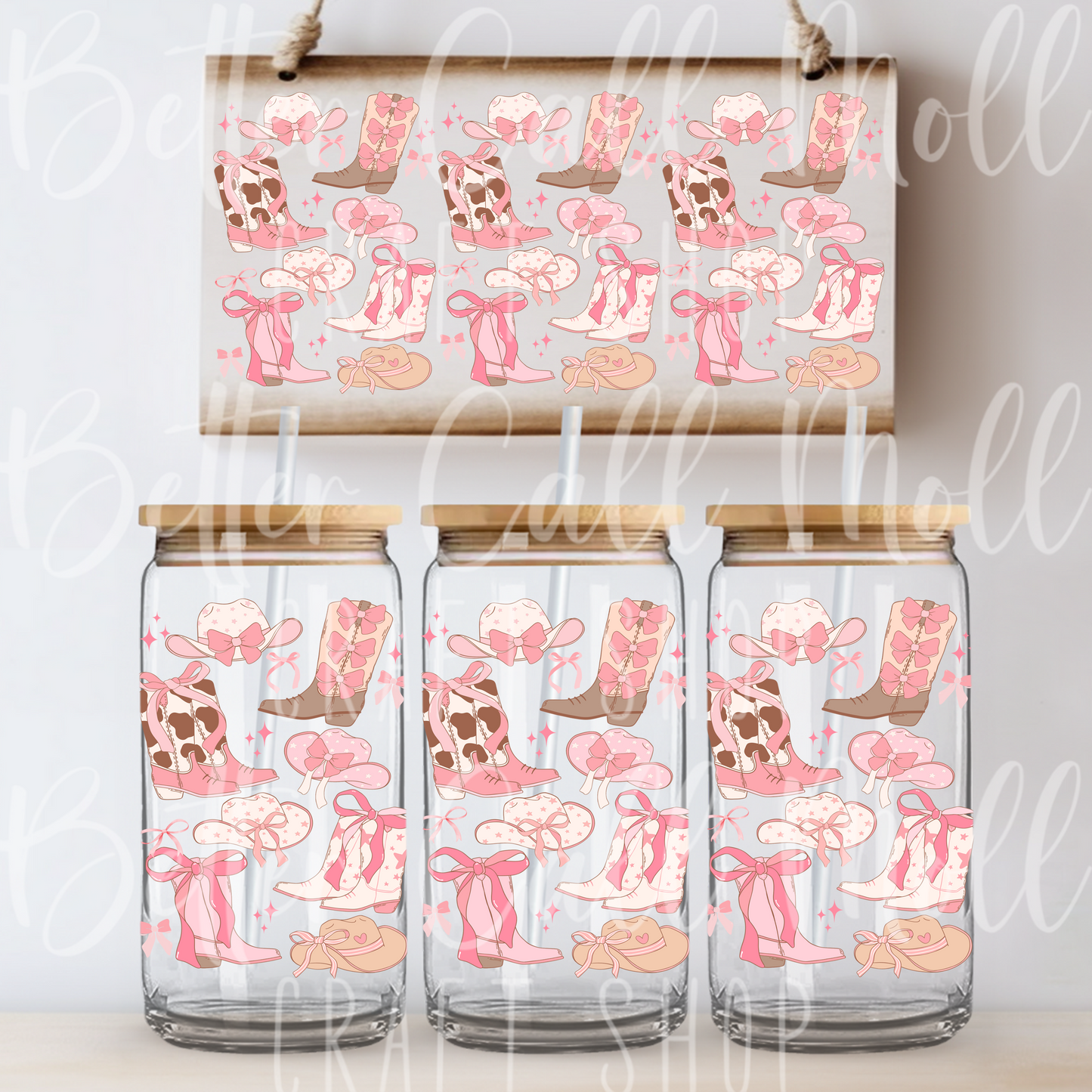 W161 - Coquette Cowgirl UV DTF 16oz Tumbler Wrap