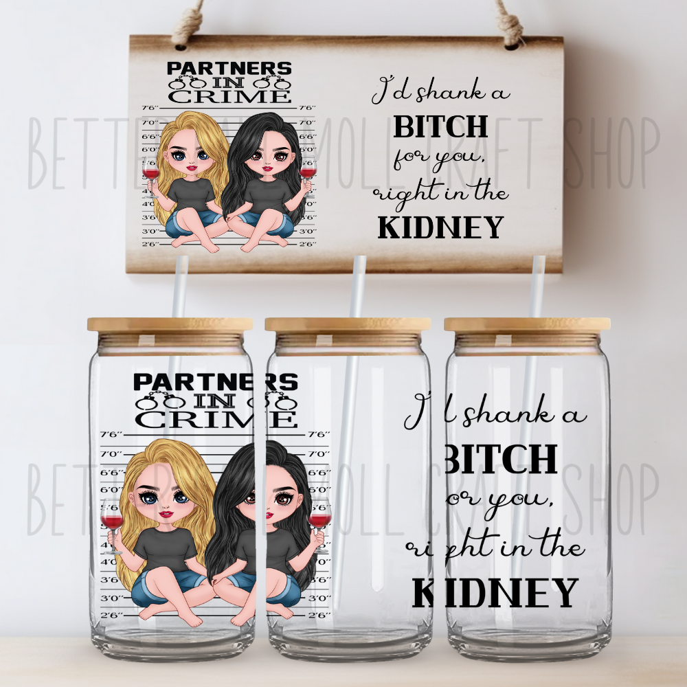 W036 - Partners in Crime UV DTF 16oz Tumbler Wrap