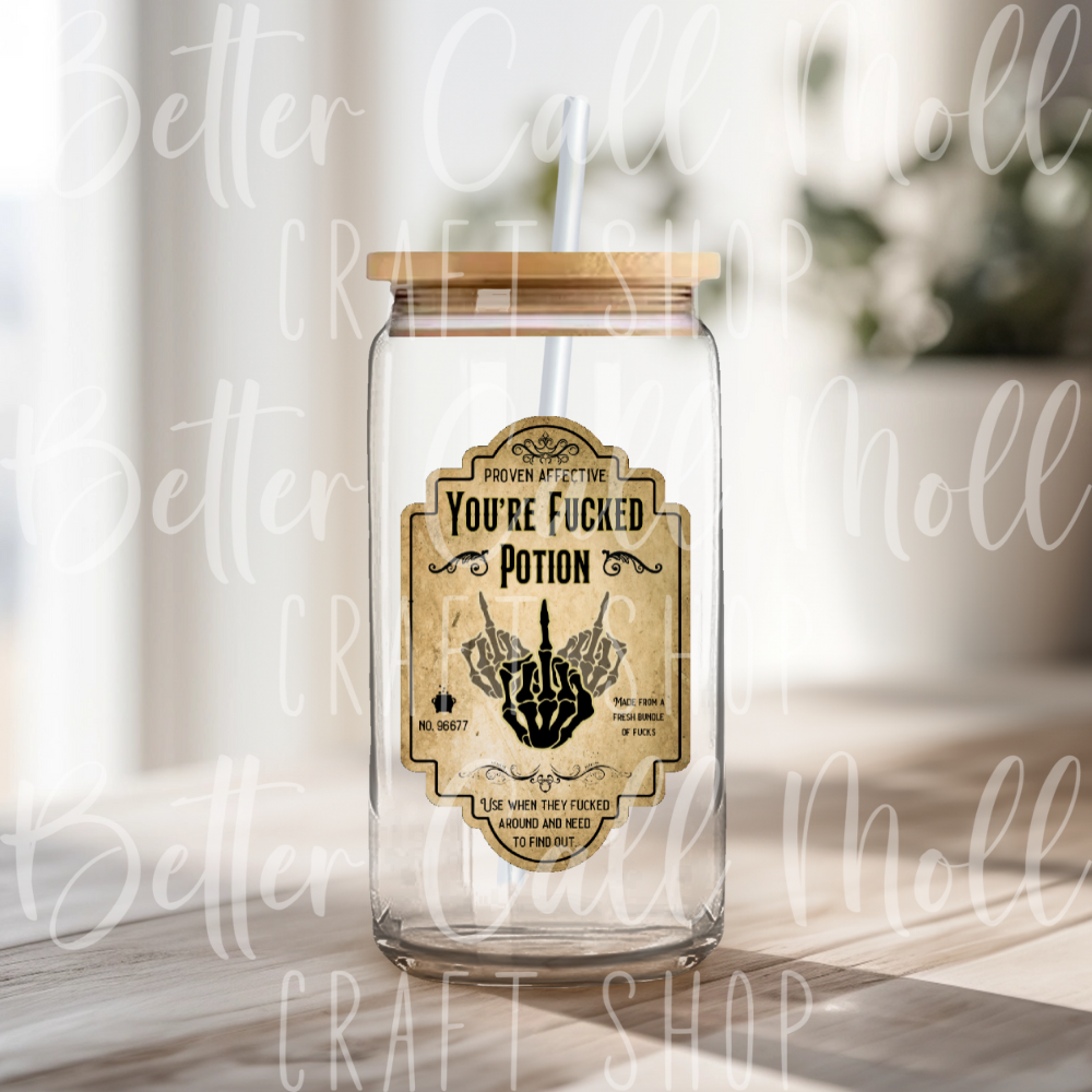 D109 - You're F*cked Potion Label UV DTF Decal