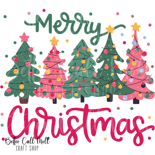 Merry Christmas Trees UV DTF Decal