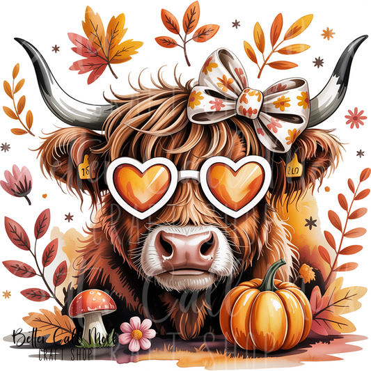 Fall Highland Cow UV DTF Decal