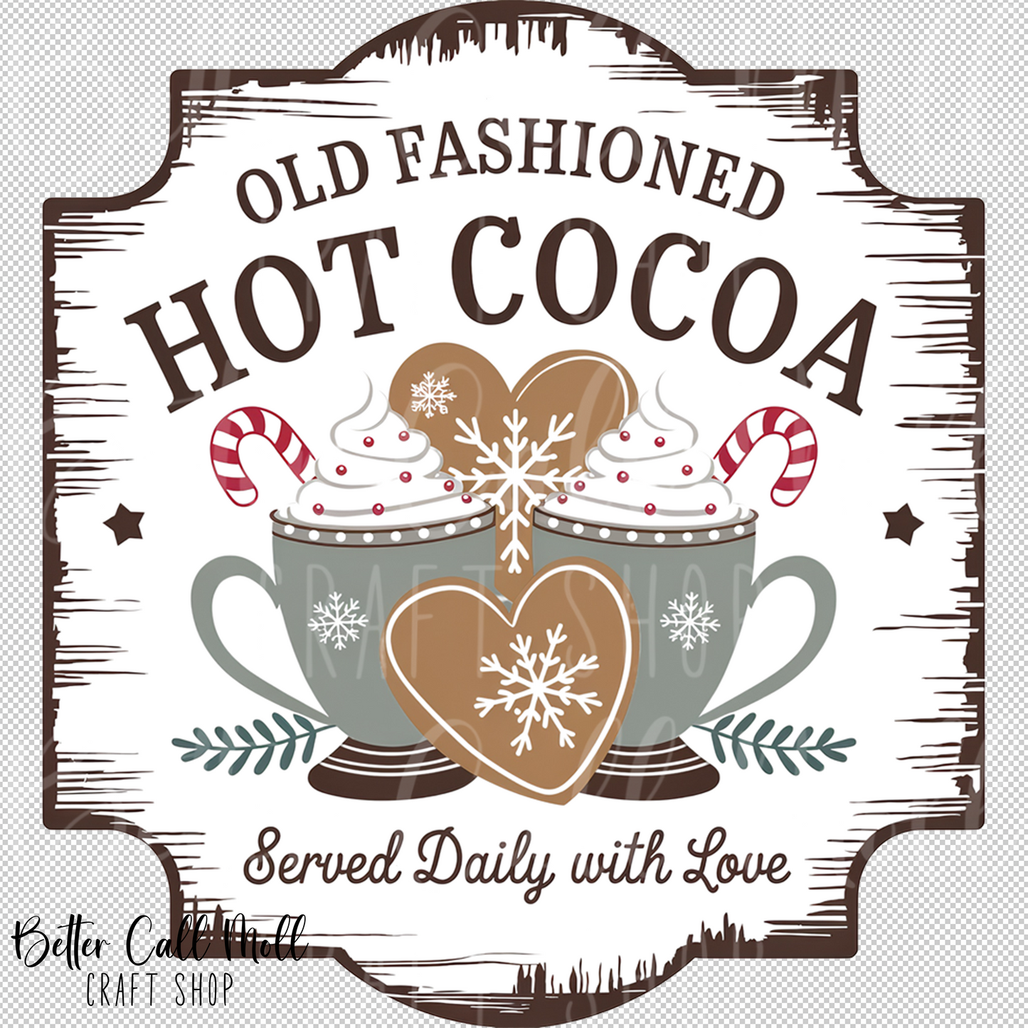 Old Fashioned Hot Cocoa Label UV DTF Decal