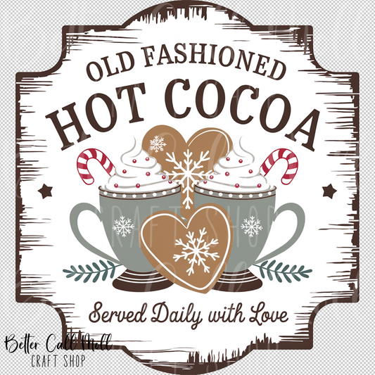 Old Fashioned Hot Cocoa Label UV DTF Decal