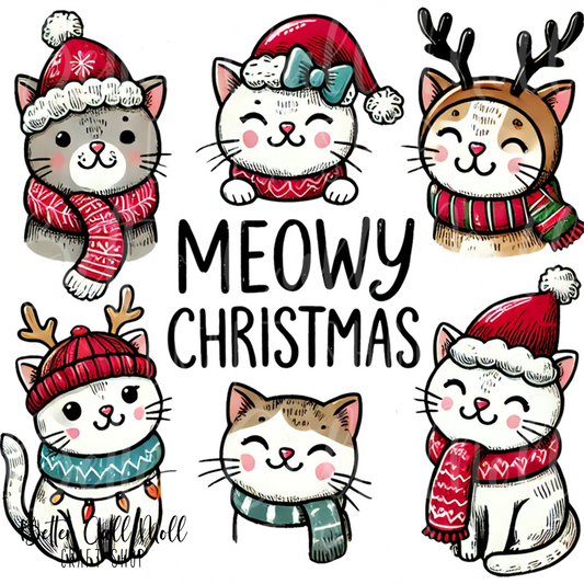 Meowy Christmas UV DTF Decal