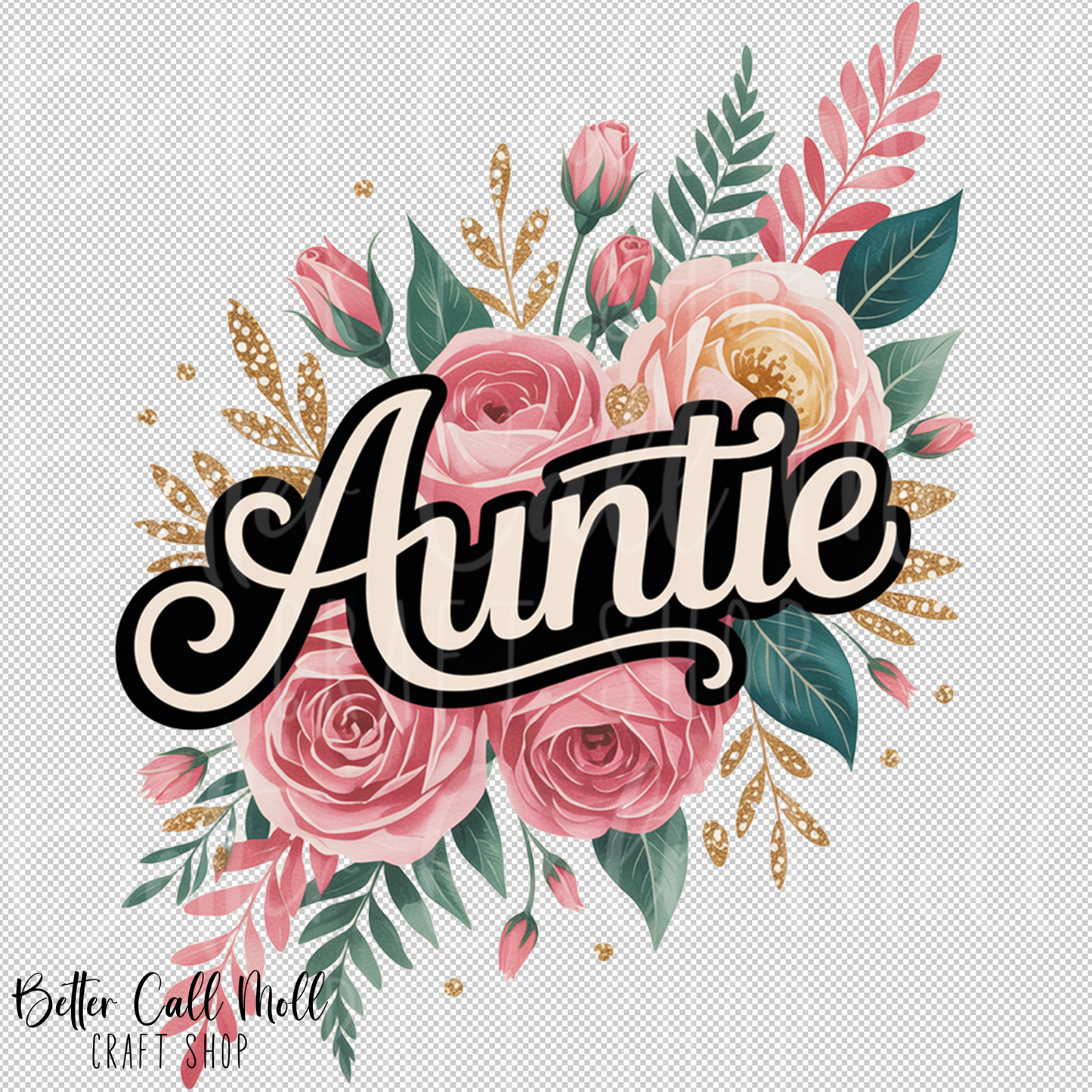 Auntie Floral UV DTF Decal