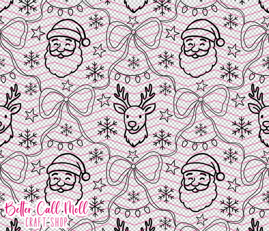 Santa and Reindeer Digital Tumbler Template