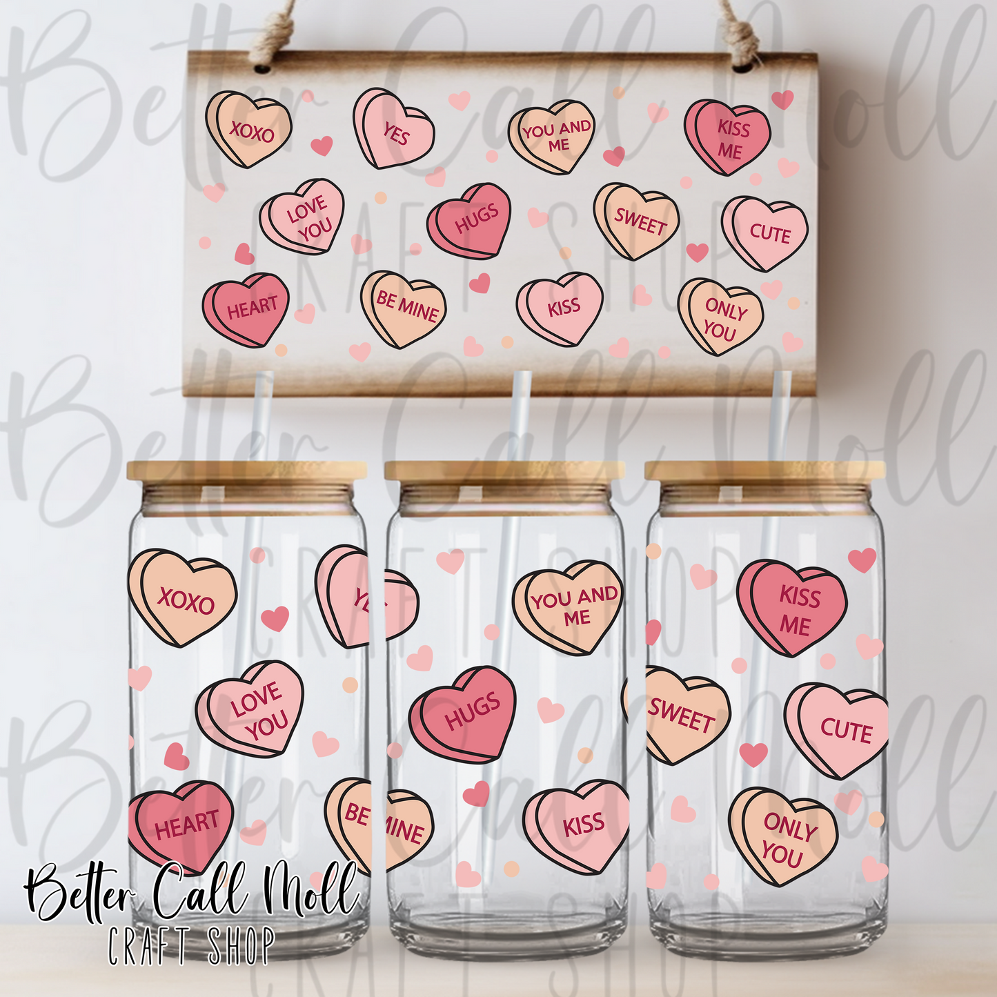 Sweet Conversation Hearts UV DTF 16oz Tumbler Wrap