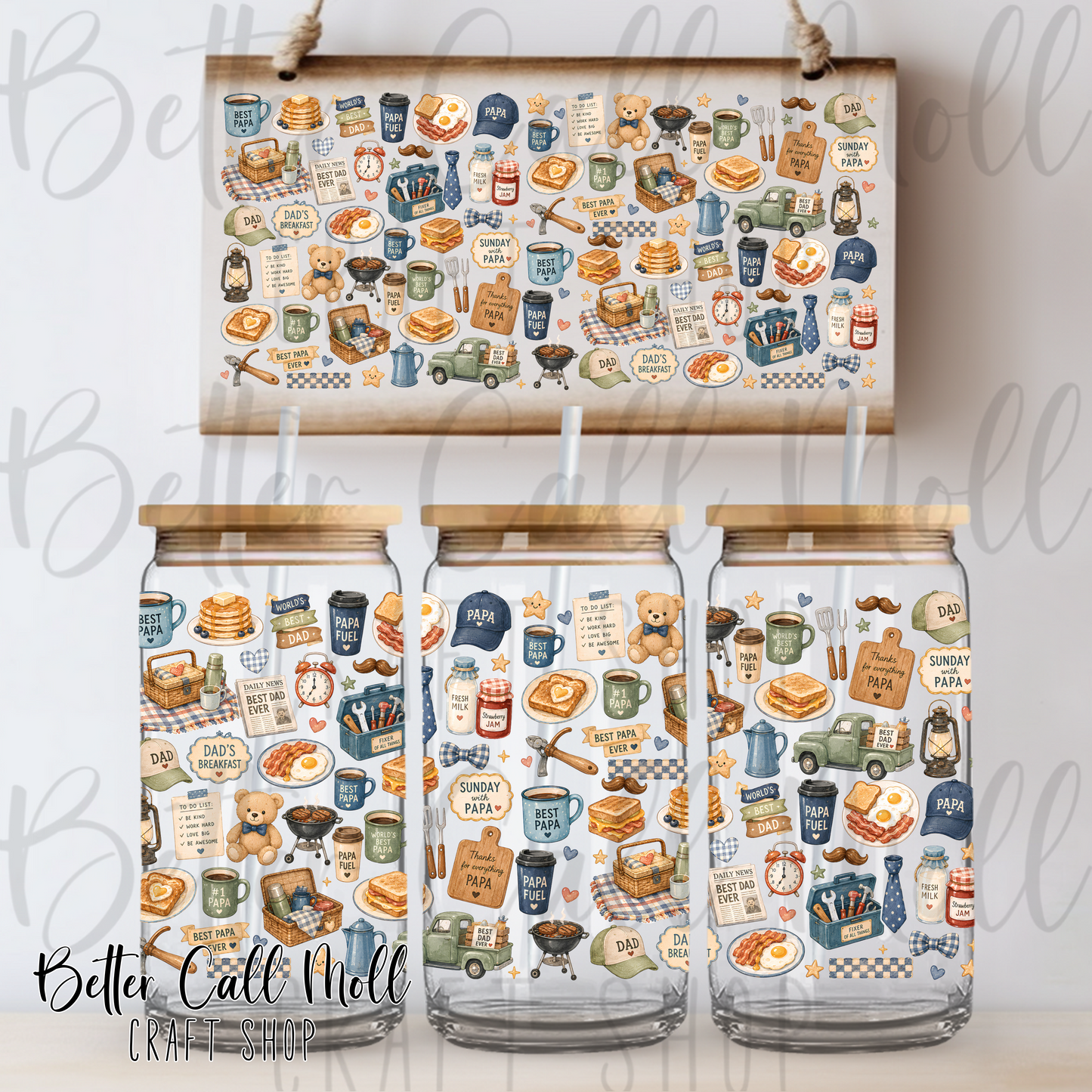 Best Papa UV DTF 16oz Tumbler Wrap