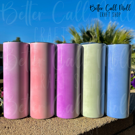 *CLEARANCE* 20oz UV Reactive Sparkle Skinny Sublimation Tumbler