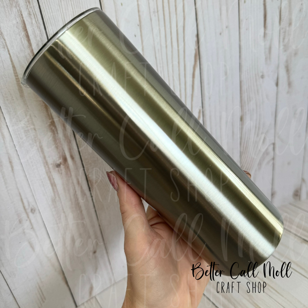 20oz Metallic Silver Skinny Sublimation Tumbler